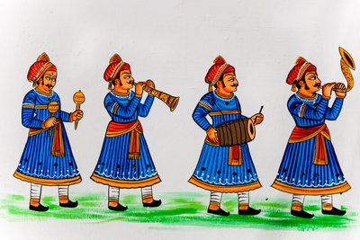 Malarstwo ścienne na starym mieście, Udaipur, Udaipur, Radżastan, Indie, Azja (zdjęcie) autorstwa Unbekannter Künstler