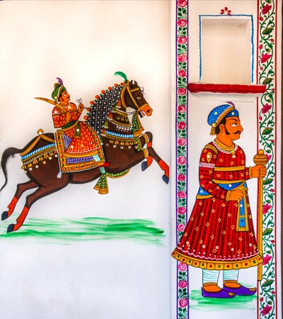 Malarstwo ścienne na starym mieście, Udaipur, Udaipur, Radżastan, Indie, Azja (zdjęcie) autorstwa Unbekannter Künstler