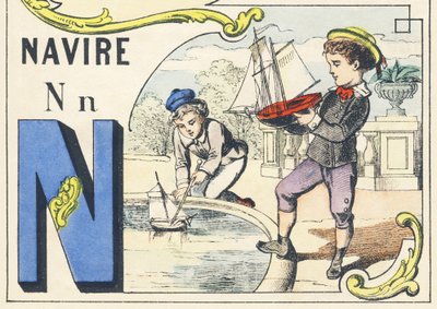 N: statek - alfabet gier, c.1890 (ilustracja) autorstwa Unbekannt