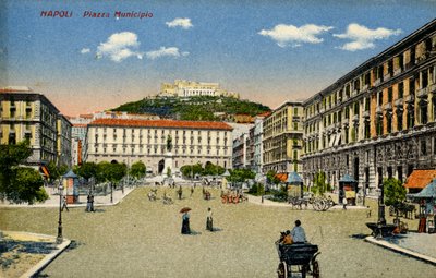 Neapol Piazza Municipio, początek XX wieku (pocztówka) autorstwa Unbekannter Künstler