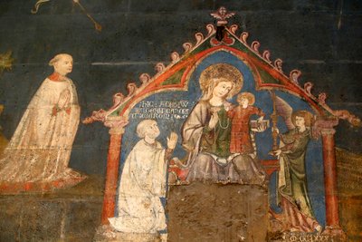 Katedra Notre Dame de Clermont, Clermont-Ferrand, Francja, kaplica św. Jerzego (koniec XIII wieku), detal fresku   (zdjęcie) autorstwa Unbekannt