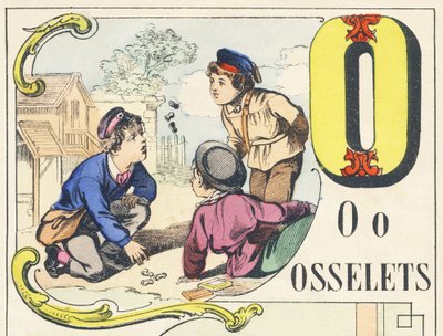 O : osselets - alfabet gier, c.1890 (ilustracja) autorstwa Unbekannt