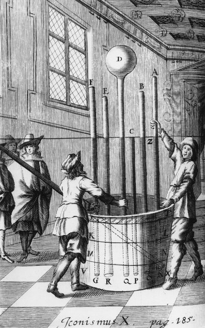 FIZYKA, EKSPERYMENTY, Eksperyment barometryczny Torricellego PRE-1800 autorstwa Unbekannt