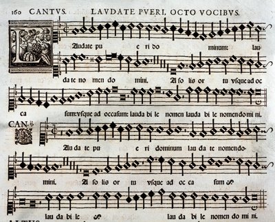 Page of Musical Score of Laudate Pueri Psalm z 8 głosami Thomasa Luisa de Victoria autorstwa Unbekannter Künstler