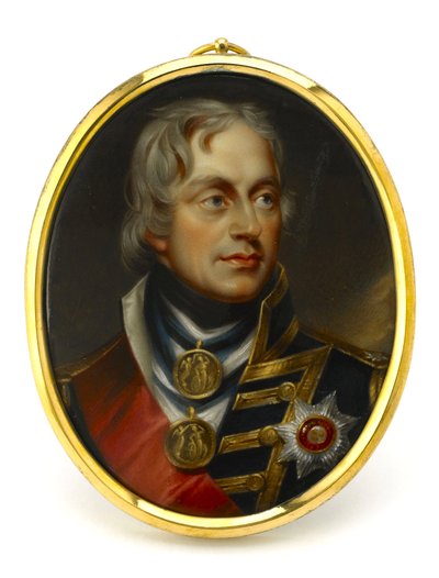 Malowana miniatura przedstawiająca wiceadmirała Horatio Nelsona (1758-1805). Zamontowany na miedzianym i emaliowanym wisiorku, początek XIX wieku, portret Henry