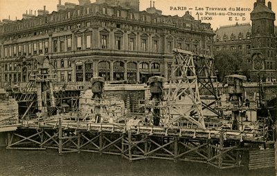 Budowa paryskiego metra w Pont-au-Change autorstwa Unbekannter Künstler