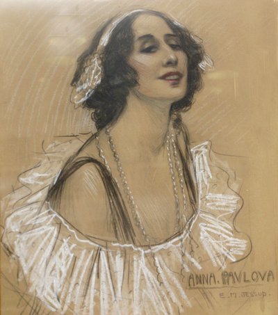 Pastelowy rysunek rosyjskiej tancerki baletowej Anny Pawłowej w London Jewish Cultural Centre, Londyn, Wielka Brytania. autorstwa Unbekannt