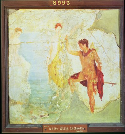 Perseusz uwalniający Andromedę, z Domu Pięciu Szkieletów, Pompeje, IV styl dekoracyjny, ok.30 ne (fresk) autorstwa Unbekannt