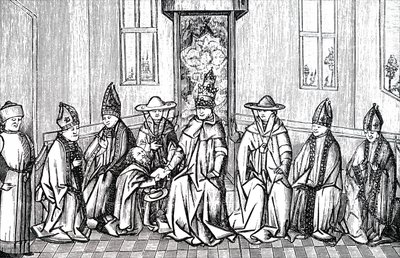 Piotr Pustelnik, papież Urban II i Symeon patriarcha Jerozolimy. autorstwa Unbekannt