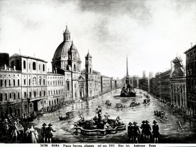 Piazza Navona w Rzymie, druk XVII-wieczne domy w Rzymie autorstwa Unbekannt