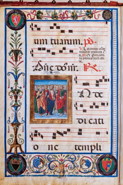 Biblioteka Piccolomini: księga chóralna, dorsz. 26.R, nn. 29v z „Chrystusem i wszystkimi świętymi”, autorstwa Giovanniego di Taldo. autorstwa Unbekannter Künstler