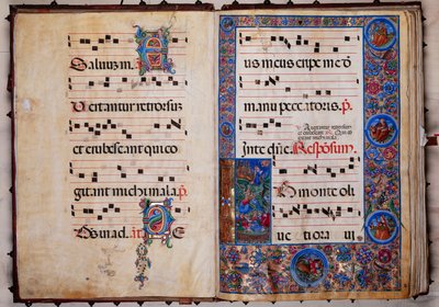 Biblioteka Piccolomini: księga chóralna, dorsz. 8-H, nn. 1v-2r z „Chrystusem w Ogrójcu”, Bernardino Cignoni. autorstwa Unbekannter Künstler