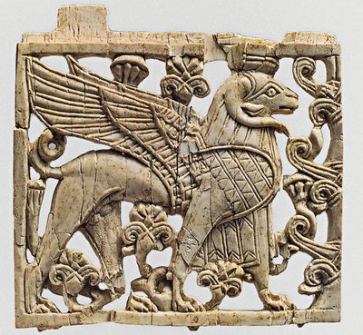 Tablica przedstawiająca Sfinksa z głową barana, Nimrud, Mezopotamia, IX-VIII wiek p.n.e. autorstwa Unbekannt