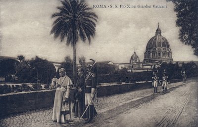 Papież Pius X (1835-1914) idący ulicami Rzymu - Pocztówka 1903-1914 autorstwa William M. Timlin
