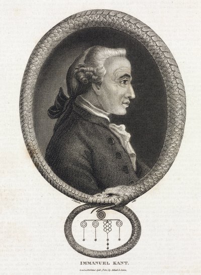 Portret filozofa Immanuela Kanta (1724-1804), w ramie ukształtowanej przez węża gryzącego swój ogon autorstwa Unbekannt