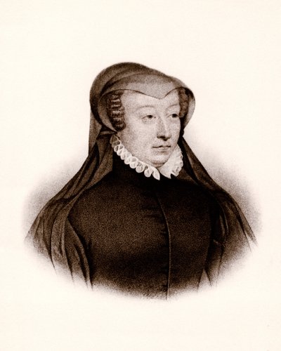 Portret Katarzyny Medycejskiej (Caterina de Medici) (1519-1589). Królowa Francji, rycina z XIX wieku autorstwa Unbekannter Künstler