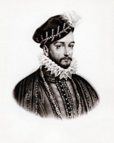 Portret Karola IX (1560-1574) króla Francji, rycina, sd. autorstwa Unbekannter Künstler