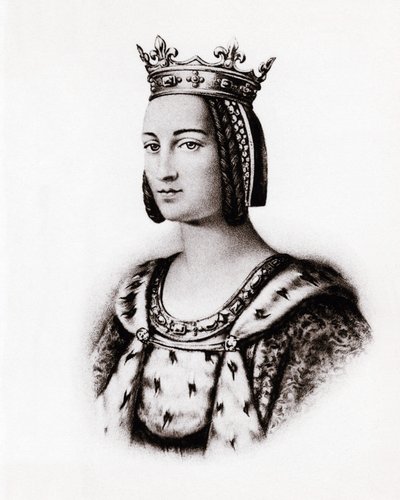 Portret Charlotte de Savoie (1445-1483) królowej Francji, rycina, sd. autorstwa Unbekannter Künstler