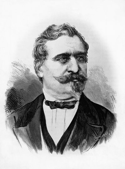 Portret Giovanniego Prati (1815-1884), włoskiego poety i polityka, rycina Centenari wg fotografii Michele Schemboche (czynny ok. 1856-1906) autorstwa William M. Timlin