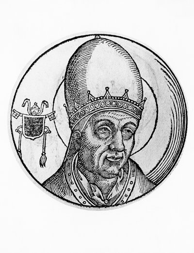 Portret Jana III (zm. 574), 61. papieża Kościoła katolickiego z 561, rycina autorstwa William M. Timlin