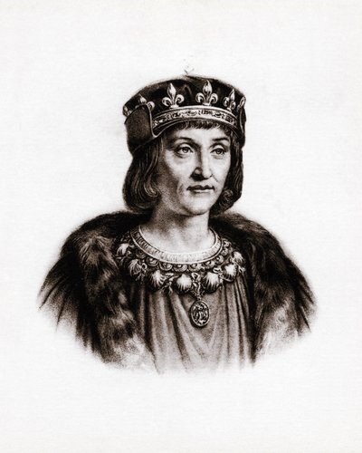 Portret Ludwika XII (1462-1515), króla Francji. Grawerunek autorstwa Unbekannter Künstler