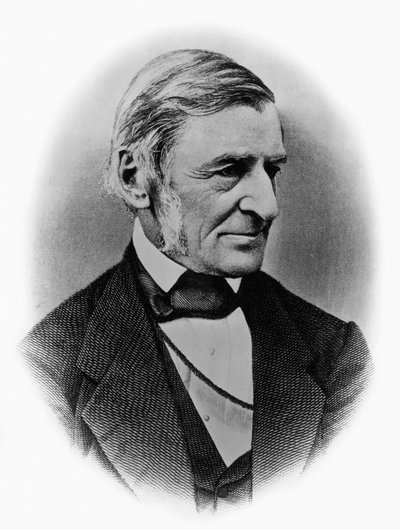 Portret Ralpha Waldo Emersona (1803-1882), amerykańskiego filozofa, poety, pisarza, eseisty i jednego z założycieli ruchu transcendentalistycznego, rycina po zdjęciu autorstwa William M. Timlin
