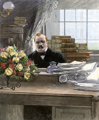 Portret Stephena Grovera Clevelanda (1837-1908), prezydenta Stanów Zjednoczonych autorstwa Unbekannter Künstler