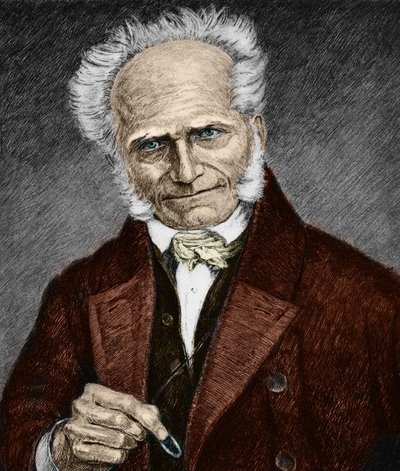 Portret niemieckiego filozofa Arthura Schopenhauera (1788-1860). XIX wiek (rycina). autorstwa Unbekannter Künstler