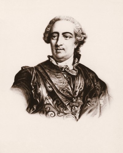 Portret króla Francji Ludwika XV (1710-1774) Rycina z XIX wieku autorstwa Unbekannter Künstler