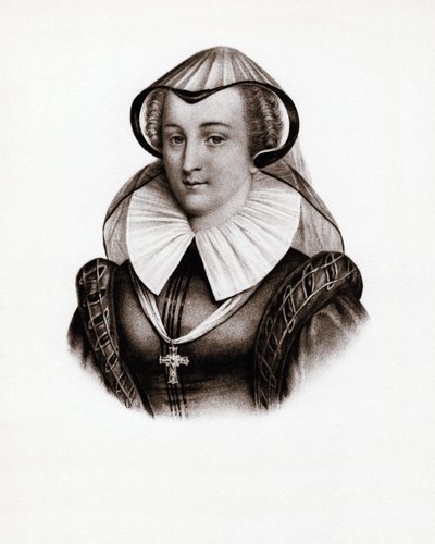Portret królowej Francji Marii Stuart (Marii Iere ze Szkocji) (1542-1587). Rycina z XIX wieku autorstwa Unbekannter Künstler