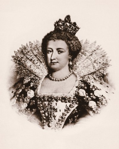 Portret królowej Francji Marii de Medicis (1576-1642), rycina z XIX wieku autorstwa Unbekannter Künstler
