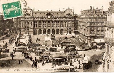 Pocztówka/Gare Saint Lazare/Paryż/Seine/Ile de France/Francja autorstwa William M. Timlin