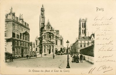 Pocztówka / Saint Etienne du Mont / Tour de Clovis / Paryż / Seine / Ile de France / Francja autorstwa William M. Timlin