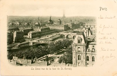 Pocztówka / Sekwana z wieży Saint Gervais / Paryż / Sekwana / Ile de France / Francja autorstwa William M. Timlin