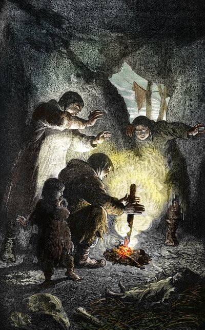 Prehistoria: odkrycie ognia autorstwa Unbekannter Künstler