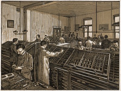 Drukarnia w Budapeszcie. (grafika, ok. 1910) autorstwa Unbekannter Künstler