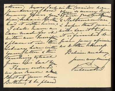 Królowa Wiktoria - odręczny list do panny Mary Augusty Gordon z podziękowaniem za Biblię, którą otrzymała w prezencie. autorstwa Unbekannter Künstler