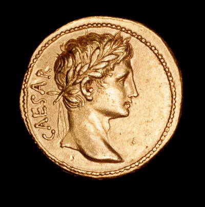 Rzadka starożytna moneta rzymska, aureus, August Cezar ok. 27 p.n.e. (zdjęcie) autorstwa Unbekannter Künstler