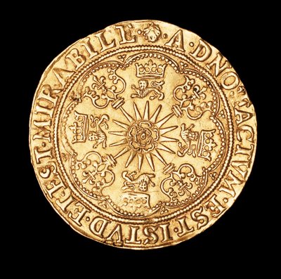 Rzadka moneta, England Gold Spur Ryal, Tudor Rose on Spur Rowel autorstwa Unbekannter Künstler