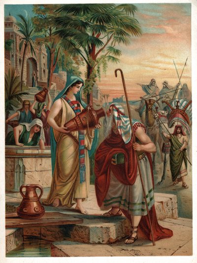 Rebeca no poço. (litho, cerca de 1900)polonês autorstwa Unbekannter Künstler