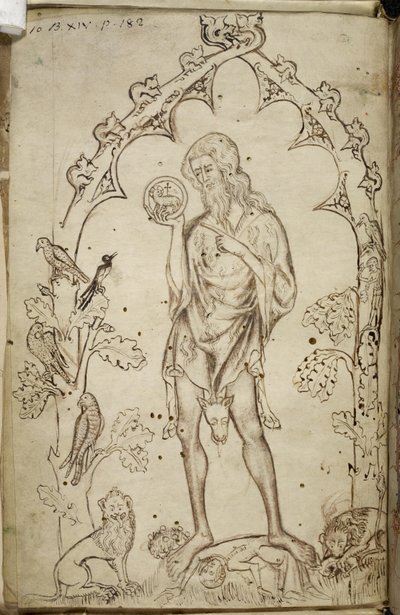 Royal MS 10 B XIV f.3 St John the Baptist (pióro i atrament na papierze) autorstwa Unbekannter Künstler