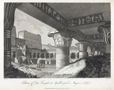 Ruiny świątyni Apollinopolis Magna w Edfu (obecnie Tell El Balamoun, Egipt) (pierwotnie świątynia poświęcona Horusowi, budowa między 237 a 57 pne) autorstwa Unbekannt