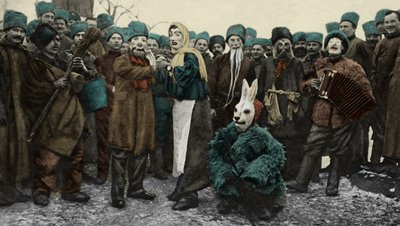 Maskarada rosyjskich żołnierzy podczas 1. wojny światowej autorstwa Unbekannter Künstler