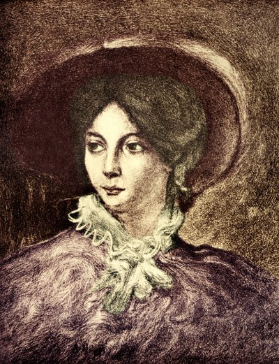 SAND, George - według obrazu francuskiego powieściopisarza E.Delacroix (1804-1876). Związany z Chopinem. kolorowe autorstwa Unbekannt