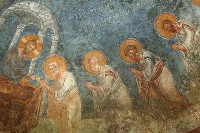 Fresk w kościele św. Mikołaja : Jezus z apostołami Myra Turquie autorstwa Unbekannt