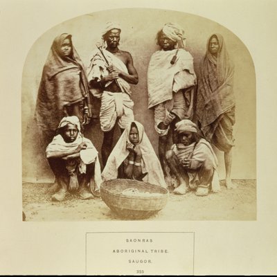 Saonras, aborygeńskie plemię z Saugor w środkowych Indiach, nr. 355 z „Oblicza Indii”, wyd. 1872 (zdjęcie w sepii) autorstwa Unbekannt