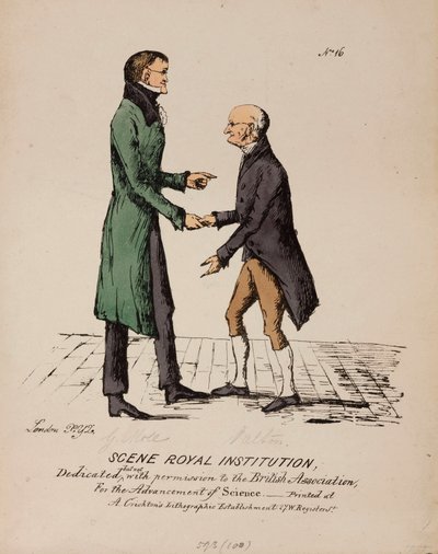 Scena Instytucja Królewska: Gerrit Moll i John Dalton, ok. 1831–1840 autorstwa Unbekannt