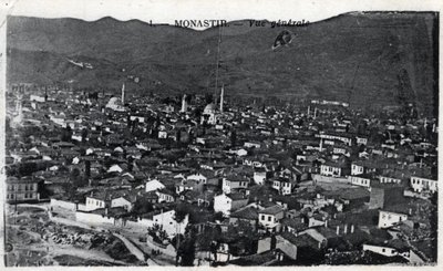Serbia, Monastir: ogólny widok na miasto, Monastir nazywa się desormais Bitola i znajduje się w Macedonii - pocztówka 1914-1918 autorstwa William M. Timlin