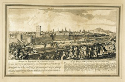 Hiszpania: Wojna o sukcesję hiszpańską (1714). Oblężenie Barcelony. (rycina) autorstwa Unbekannter Künstler