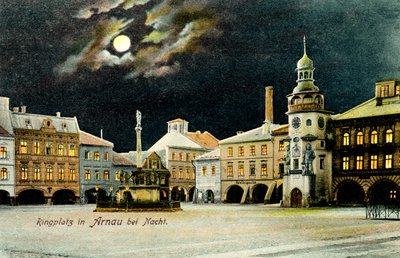 Plac w Hostinné (niem. Arnau) nocą autorstwa Unbekannter Künstler